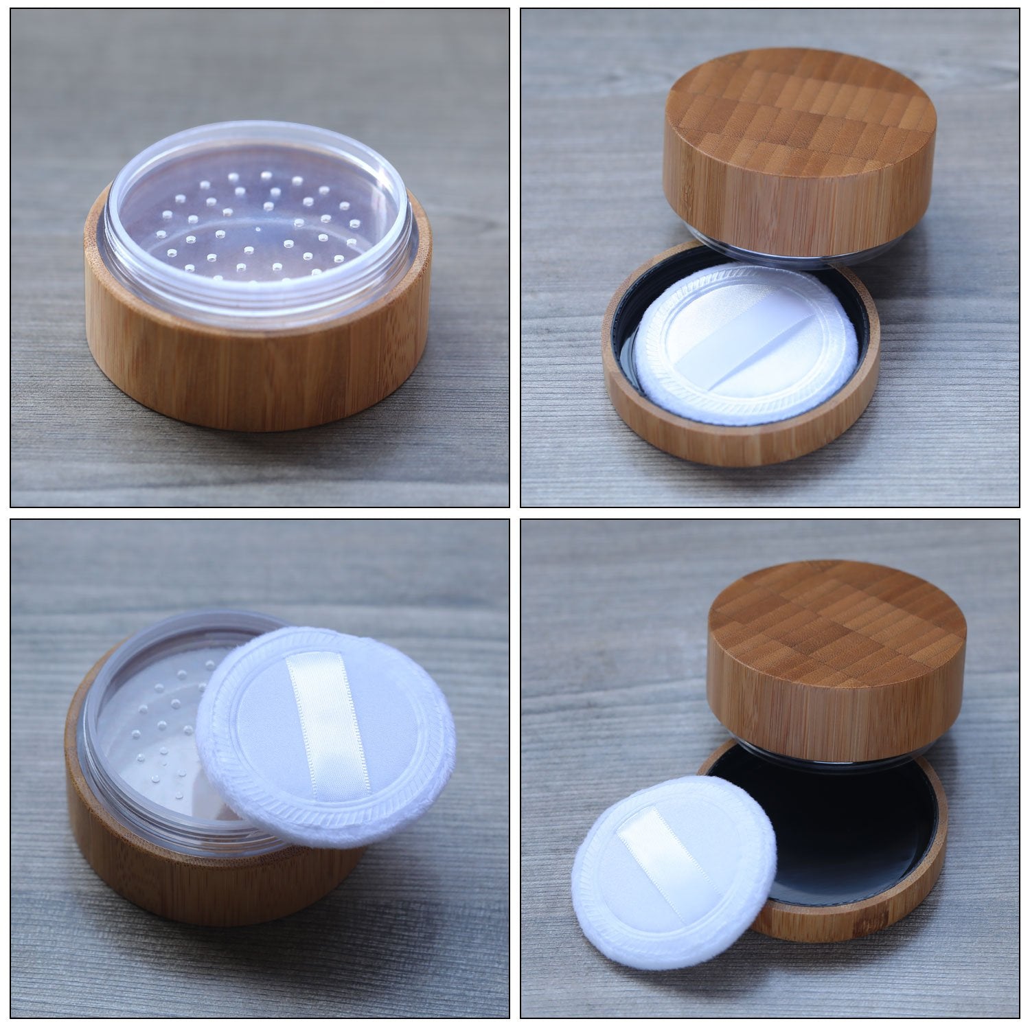 Frienda boîte-poudre compacte vide, format portable idéal en voyage.