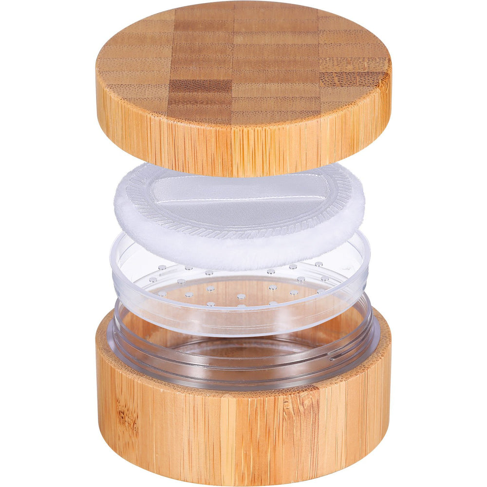Frienda pouf-poudre bambou compact, application douce pour le teint.