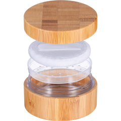 Frienda pouf-poudre bambou compact, application douce pour le teint.