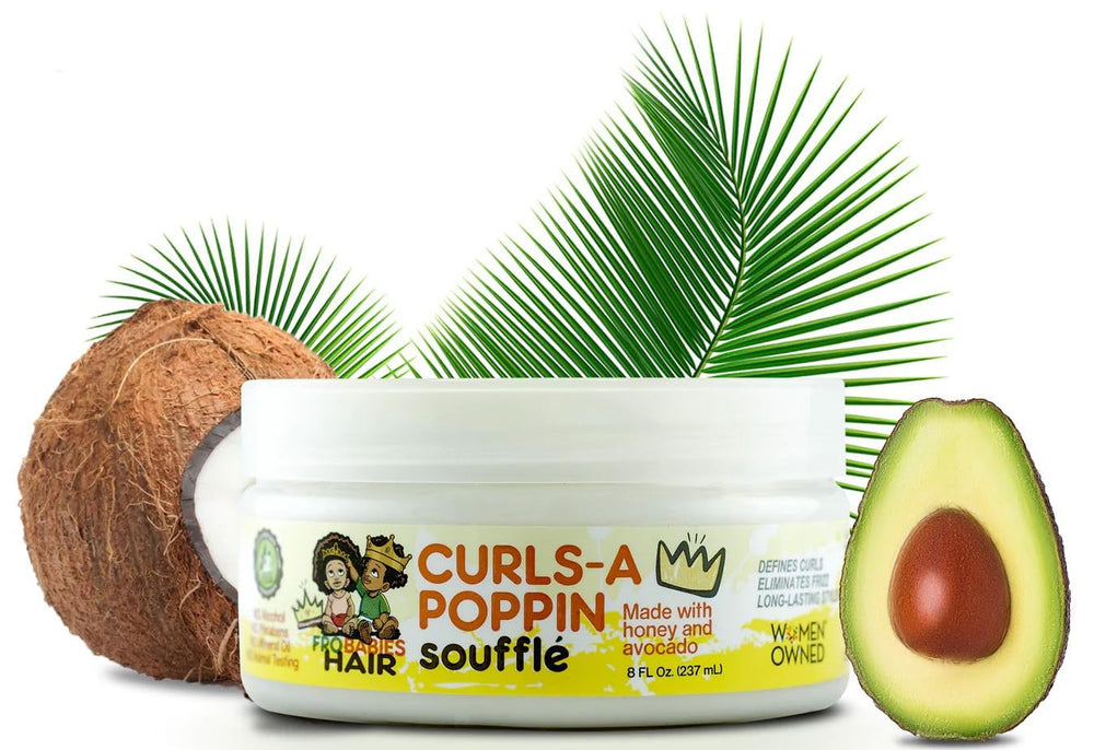 FroBabies Hair Curls-A-Poppin Soufflé anti-frisottis pour le contrôle quotidien.