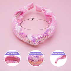 Bandeau rose irisant FROG SAC, détail scintillant pour un style rêvé.