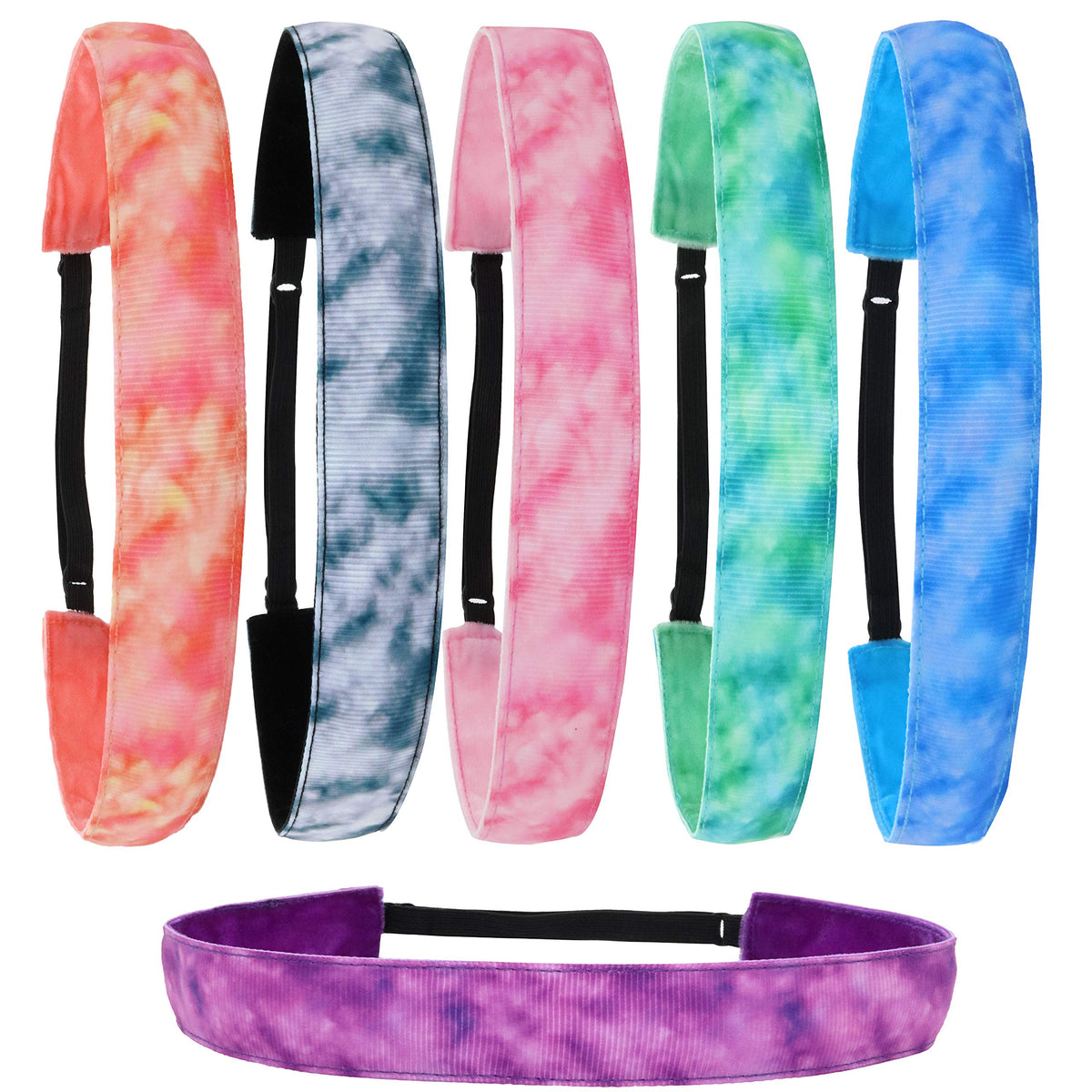 Bandeau FROG SAC pour filles avec motif marbré multicolore, idéal pour sport et style.