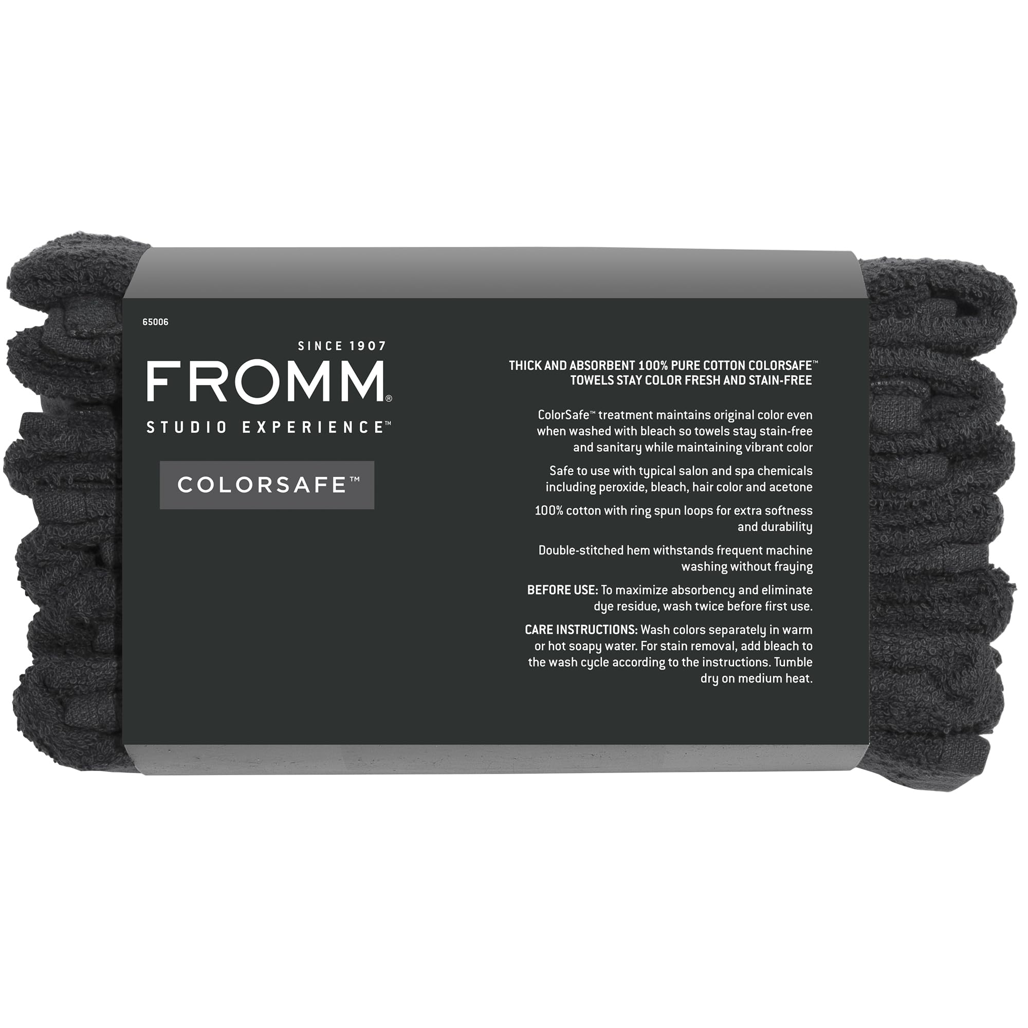 Fromm ColorSafe lot de 6 serviettes noires professionnelles pour salons et barbershops