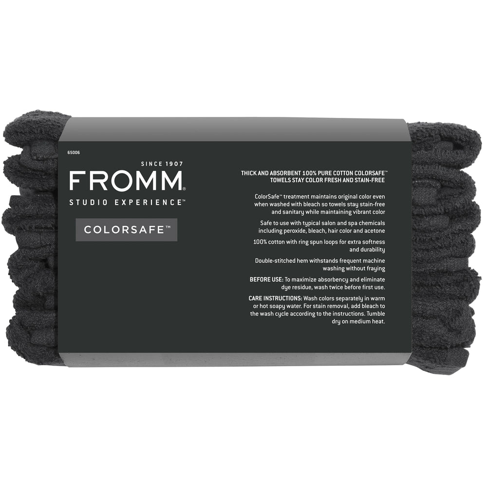 Fromm ColorSafe lot de 6 serviettes noires professionnelles pour salons et barbershops