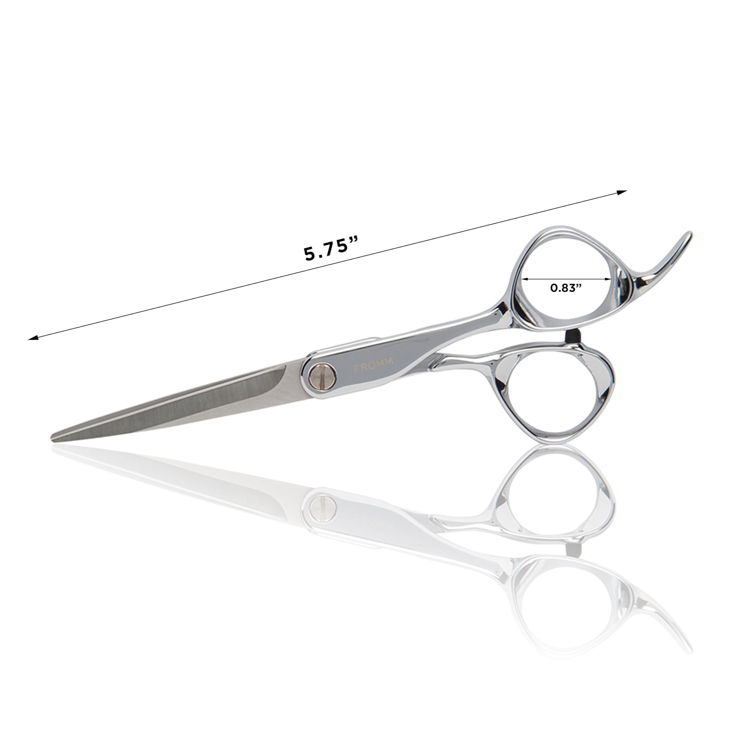 Fromm Explore 5-75 ciseaux professionnels pour coupes propres sur cheveux mouillés.