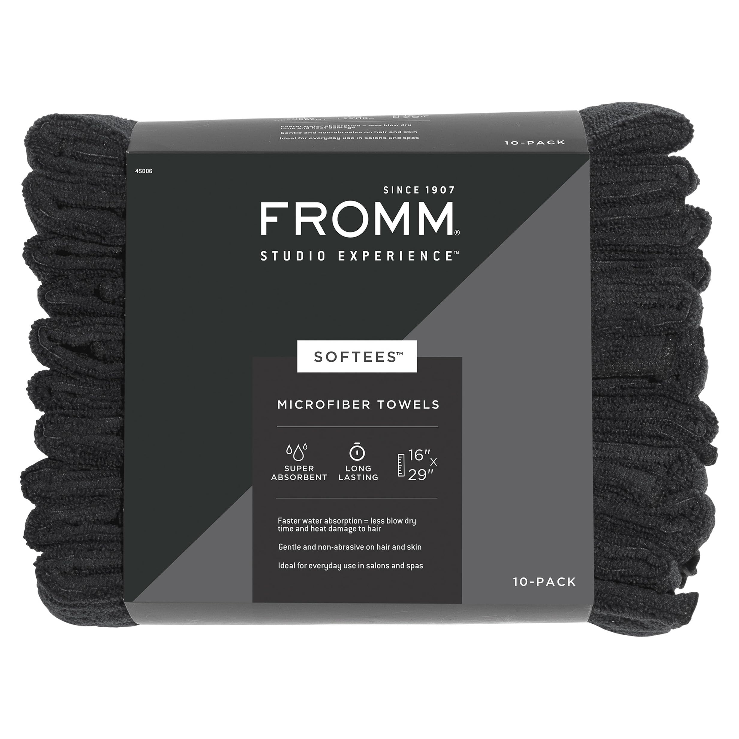 Fromm Softees serviette microfibre cheveux noir 16x29 – absorption rapide pour séchage efficace