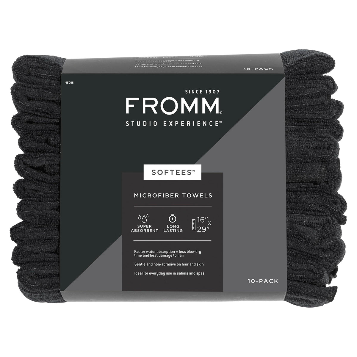 Fromm Softees serviette microfibre cheveux noir 16x29 – absorption rapide pour séchage efficace