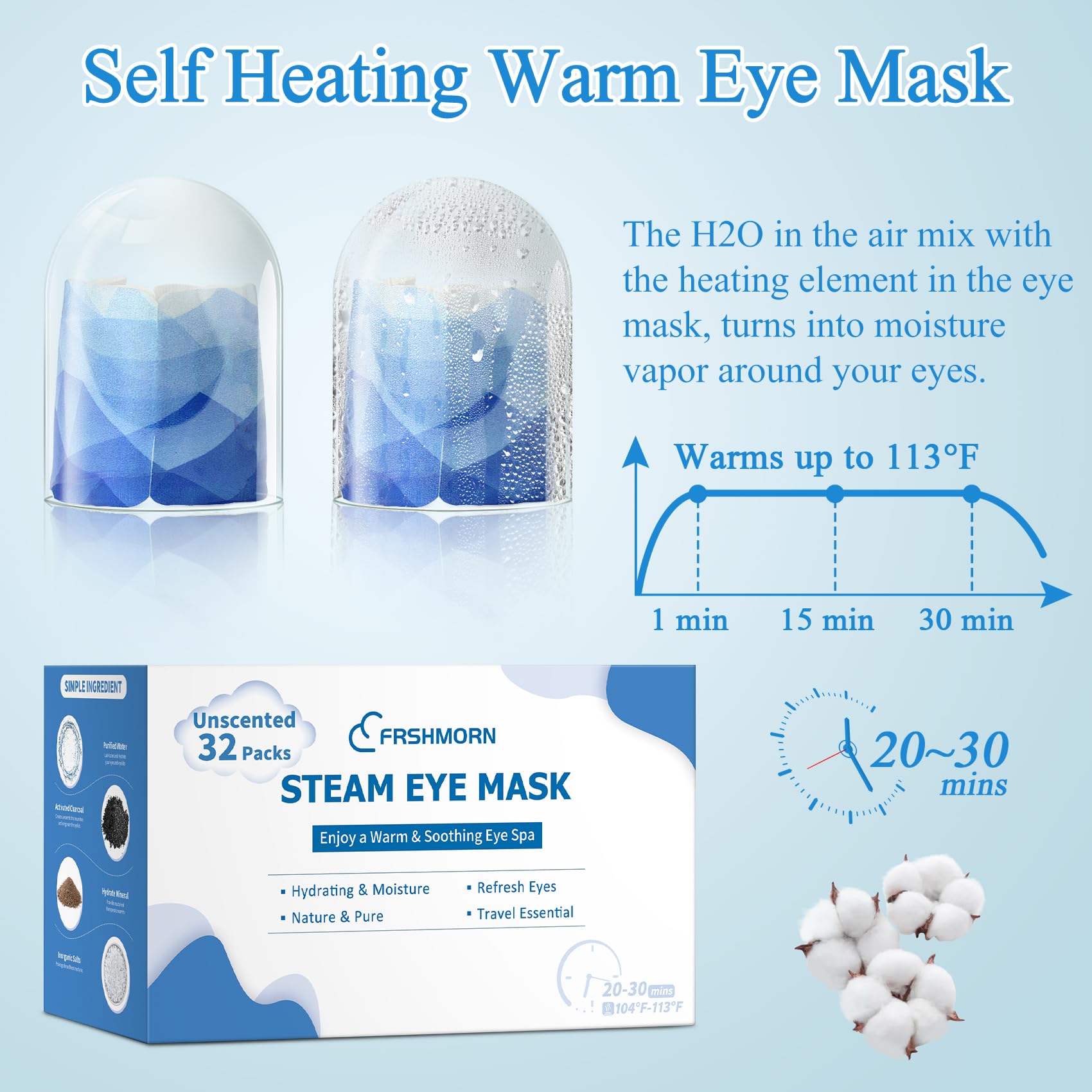 FRSHMORN masque yeux yoga et méditation, chaleur légère facilitant la relaxation.