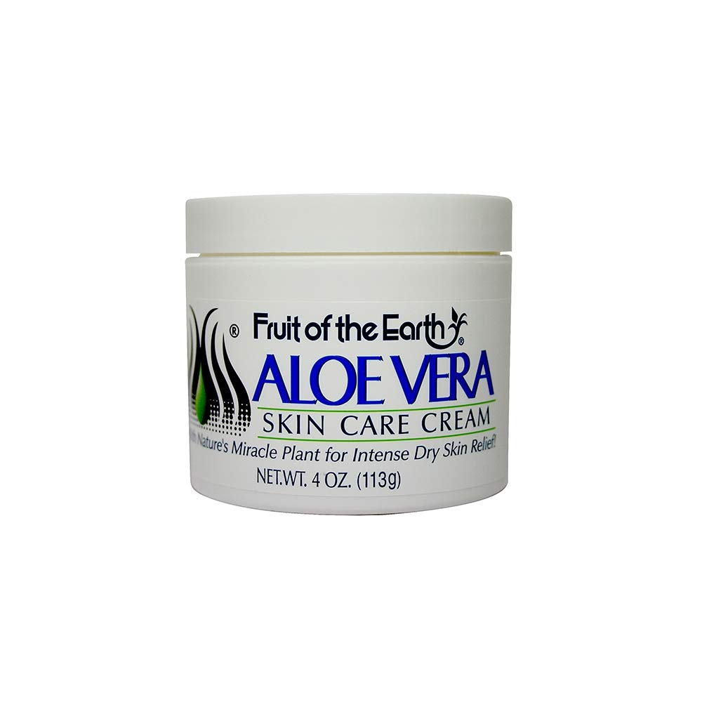 Crème Aloe Vera Fruit of the Earth pack de 3, vue frontale et hydratation légère.