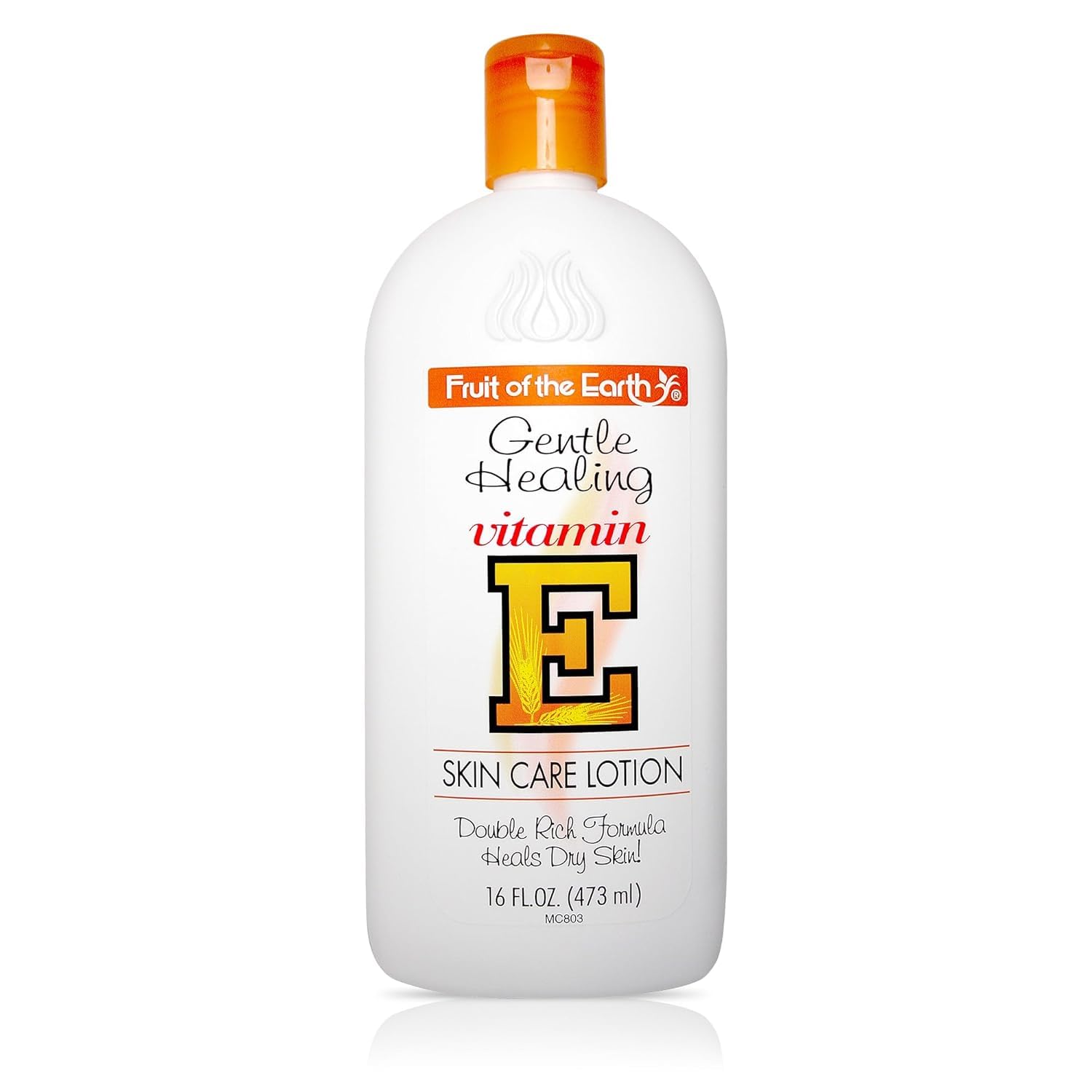 Lotion vitamine E Fruit of the Earth, bouteille pompe: hydratation simple et durable.