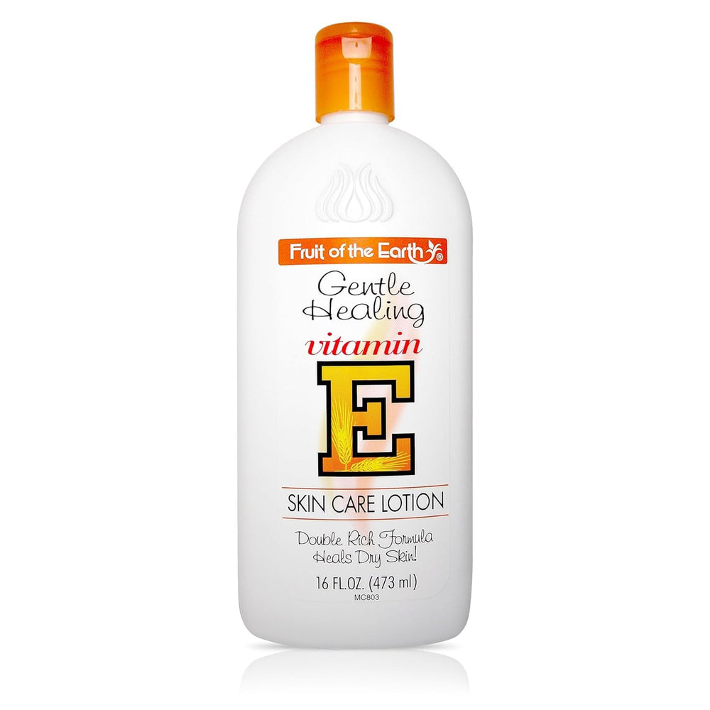 Lotion vitamine E Fruit of the Earth, bouteille pompe: hydratation simple et durable.