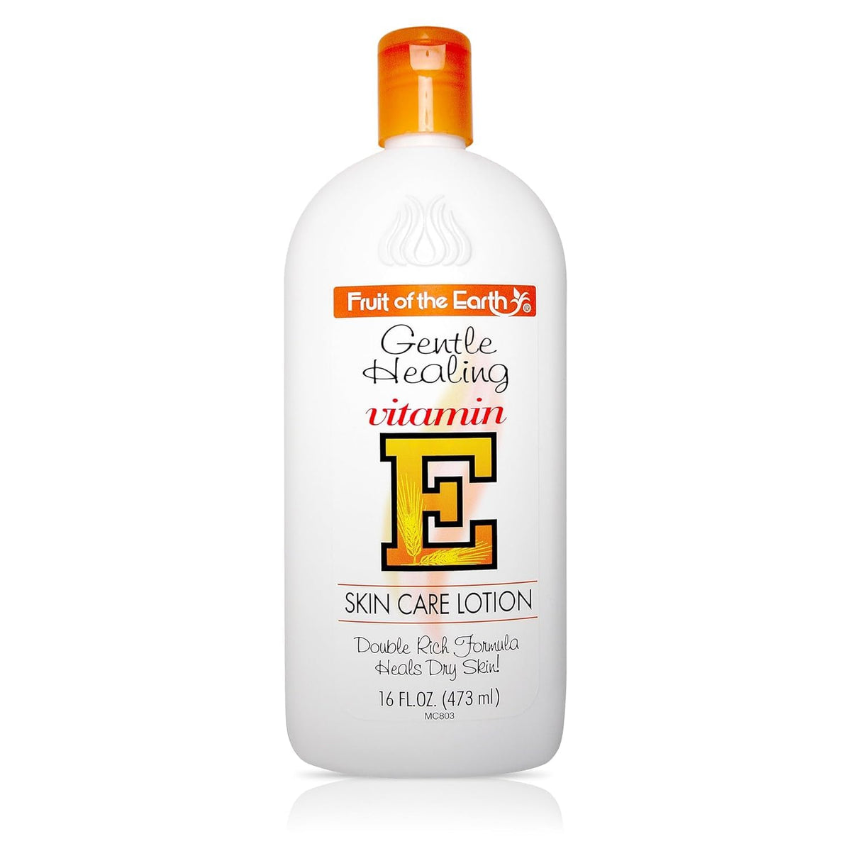 Lotion vitamine E Fruit of the Earth, bouteille pompe: hydratation simple et durable.