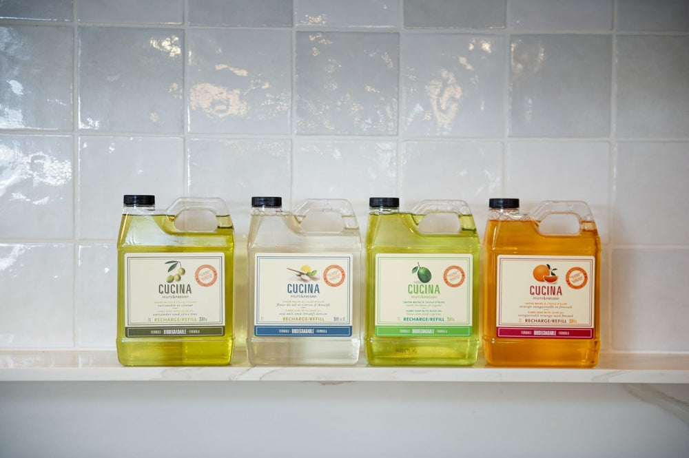 Ingrédients naturels: huile d'olive, Cucina Fruits and Passion, soin nourrissant pour les mains.