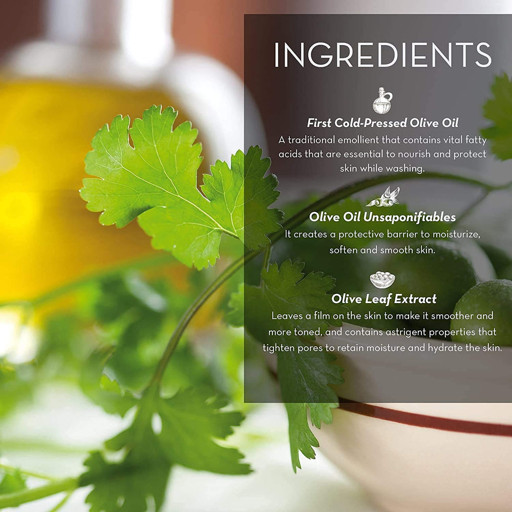 Ingrédients olives Fruits & Passion Cucina, huile nourrissante pour les mains.
