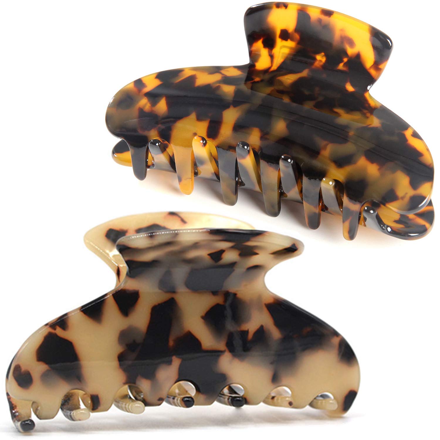 Pinces Fsmiling 2 pièces en tortue écaillée, maintien sûr pour cheveux épais.