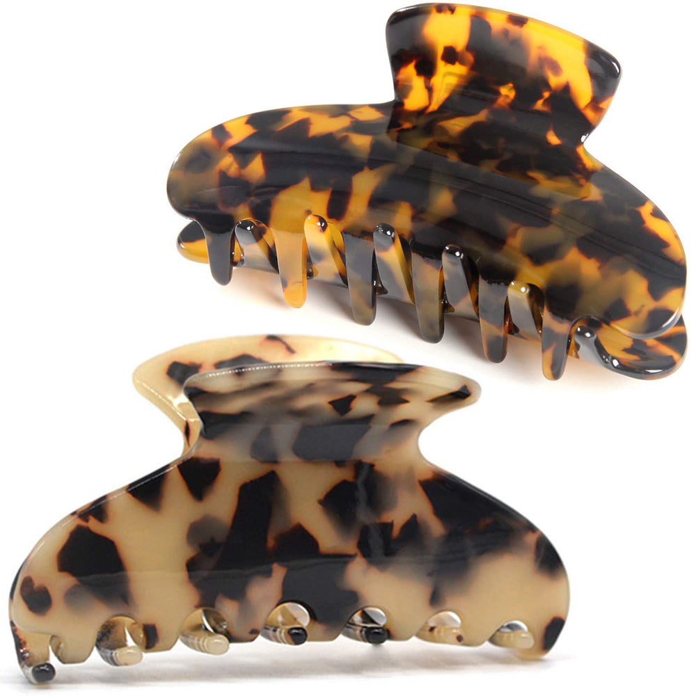 Pinces Fsmiling 2 pièces en tortue écaillée, maintien sûr pour cheveux épais.