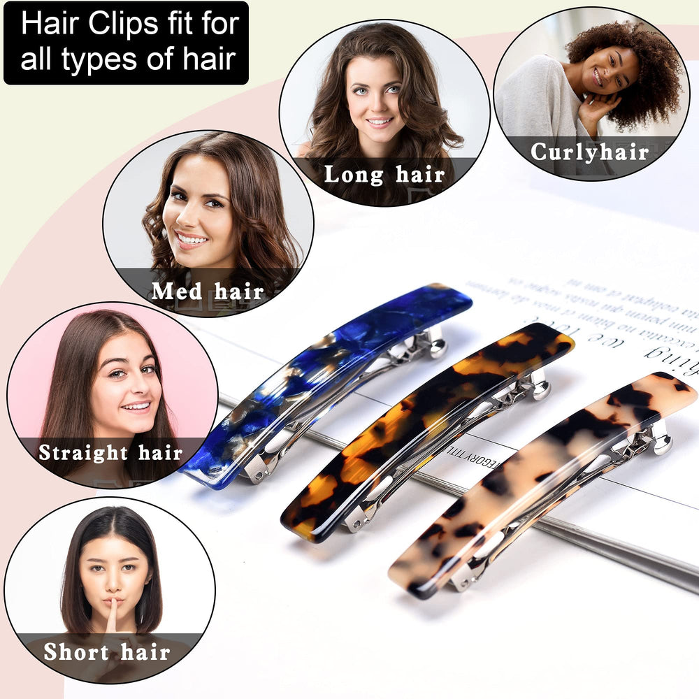 Barrette Fsmiling acétate trio, idéale pour coiffures rapides et durables.