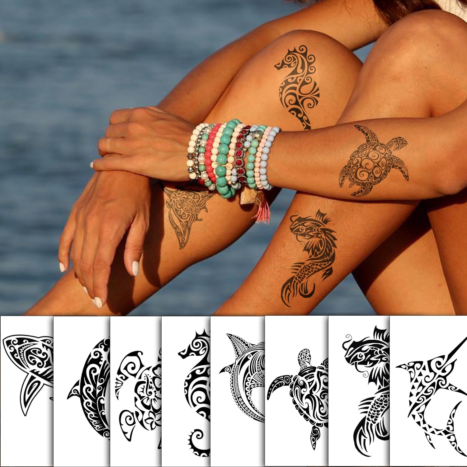 FTVLTAT tatouage temporaire hippopotame sur peau, motif tribal distinctif pour un look urbain.