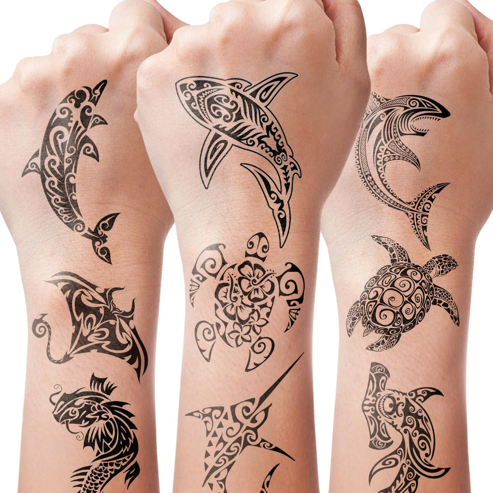 FTVLTAT tatouage temporaire raie manta sur peau, look océanique durable et vibrant.