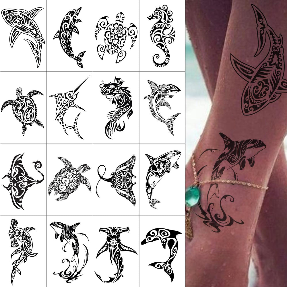FTVLTAT tatouage temporaire tortue sur peau, motif océanique apaisant et durable.