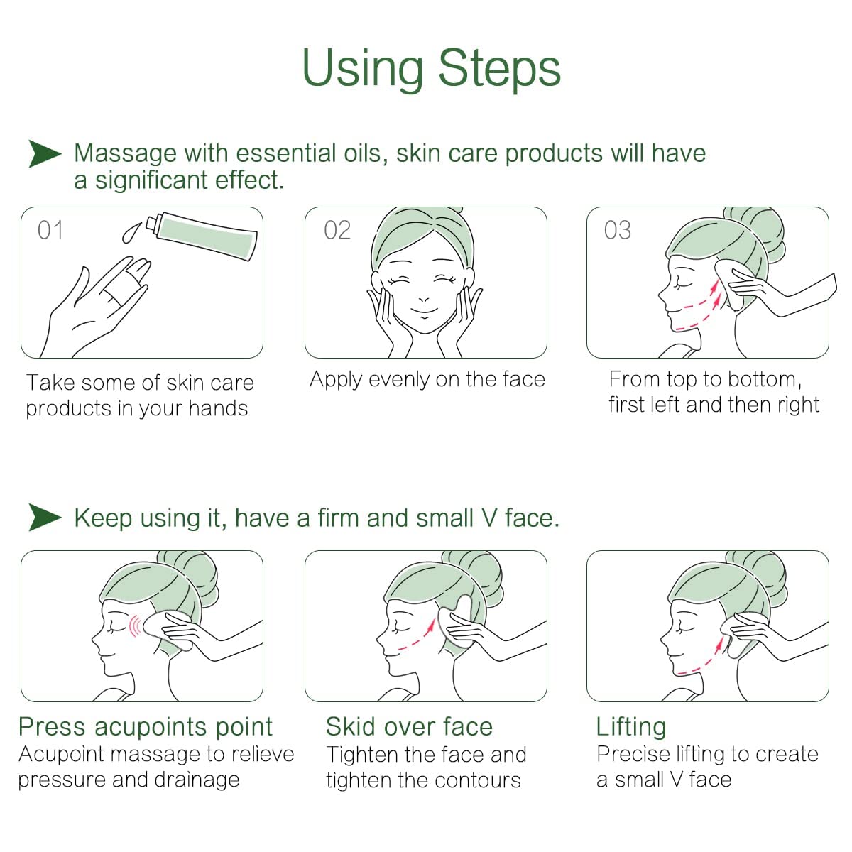 FUANKANG Gua Sha cou-visage-pierre-verte s'intègre facilement à votre routine quotidienne.
