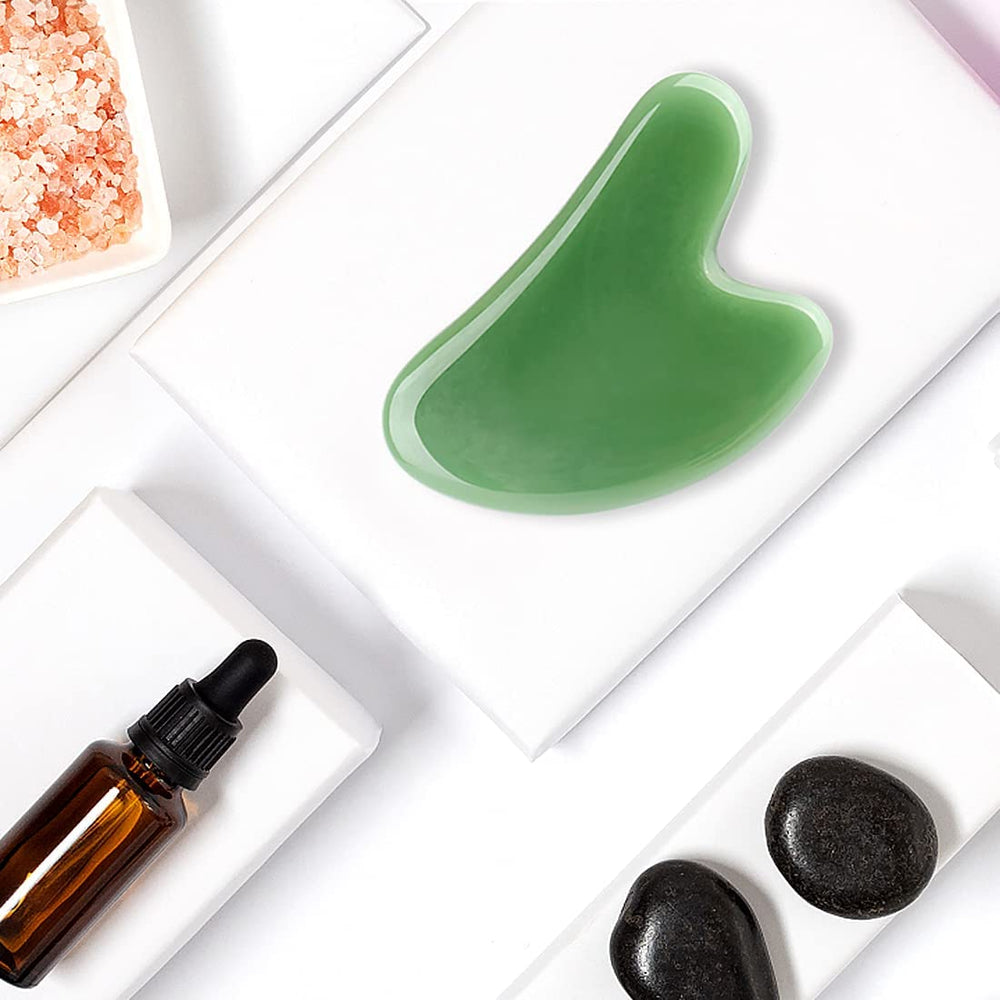 FUANKANG Gua Sha menton-visage-pierre-verte soutient la détente et la circulation.