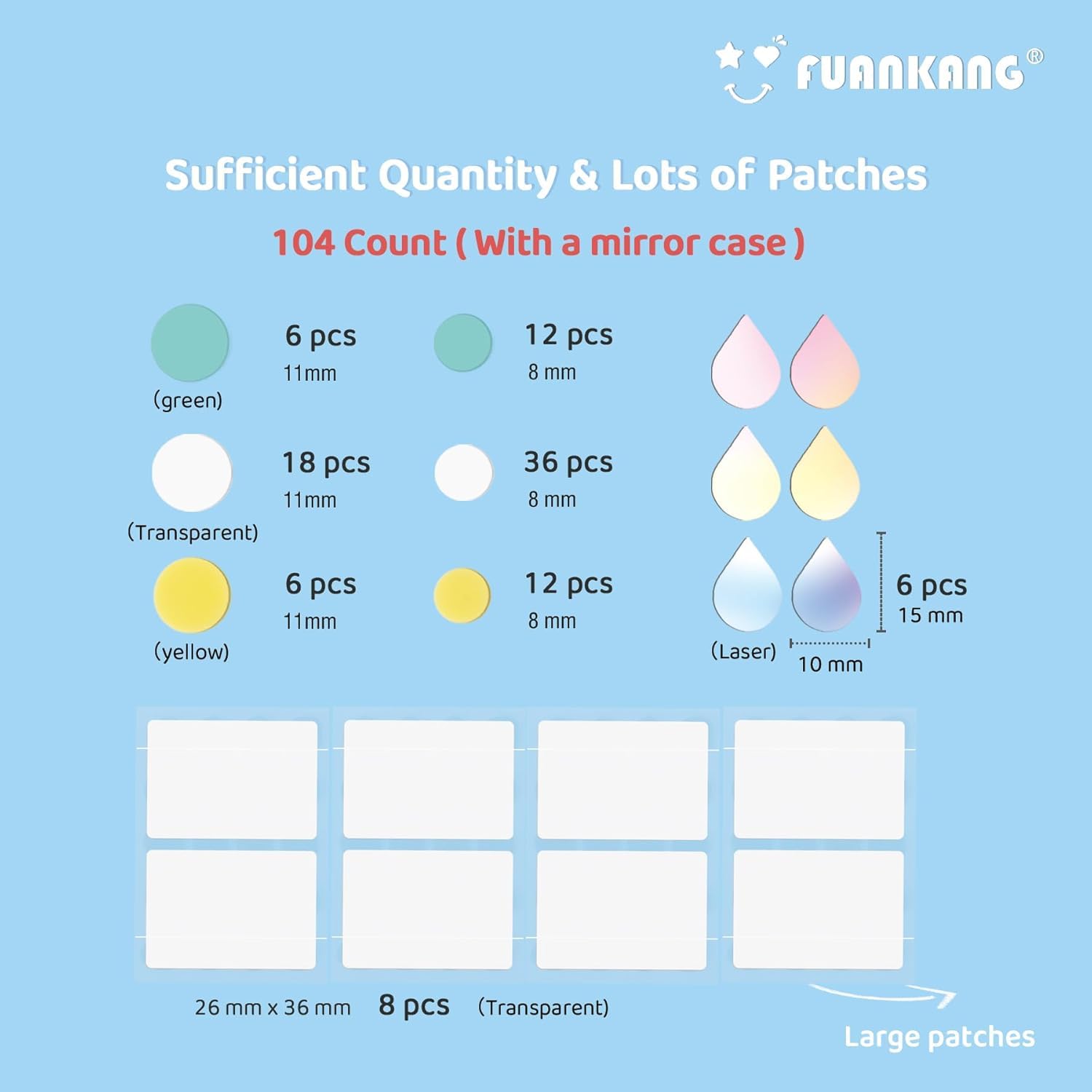 FUANKANG patch rond transparent 10 mm couvrance légère et rapide