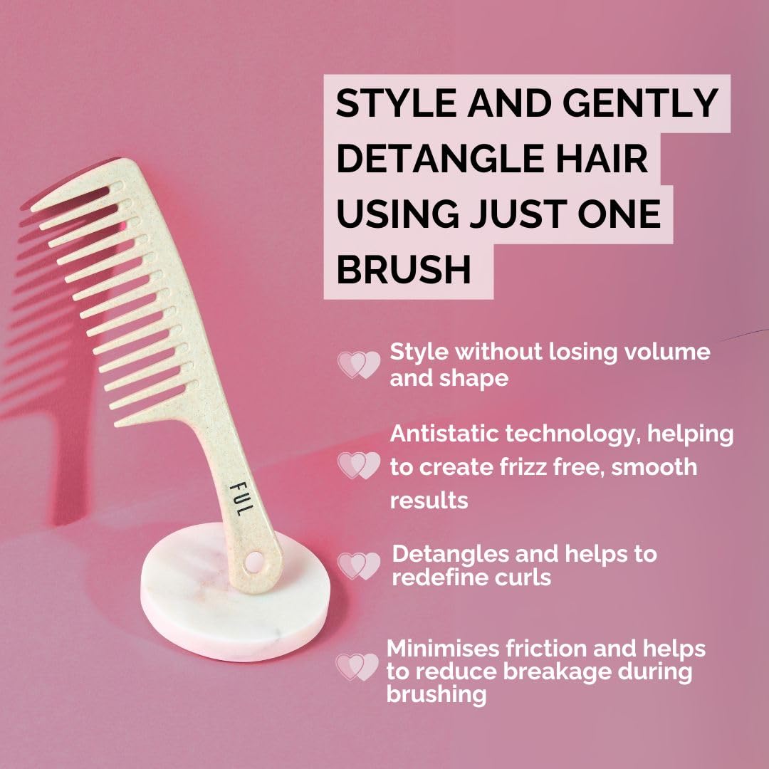 FUL peigne à dents larges pour boucles, démêlage sans traction et définition.