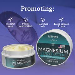 Full Eight lavender magnesium body butter with relaxing aroma for calm evenings.