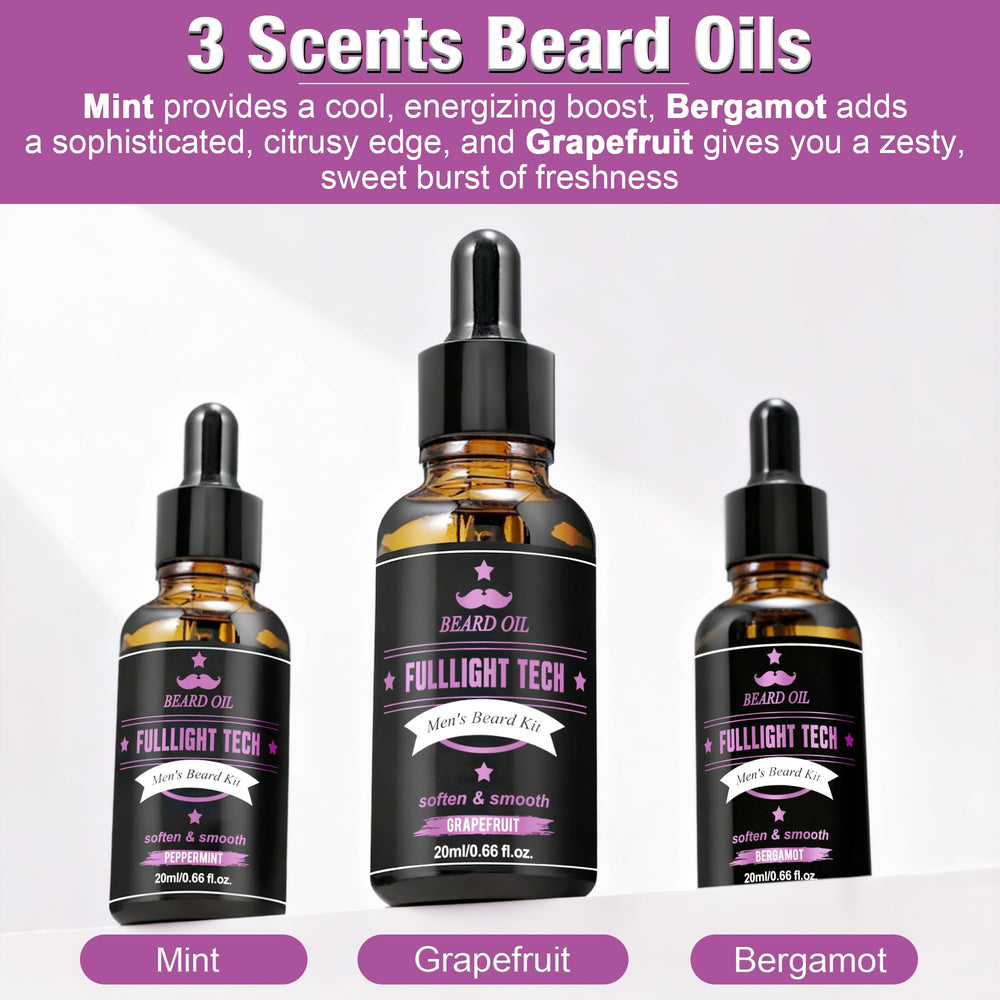 Huile barbe menthe FULLLIGHT TECH: parfum frais et soin nourrissant.