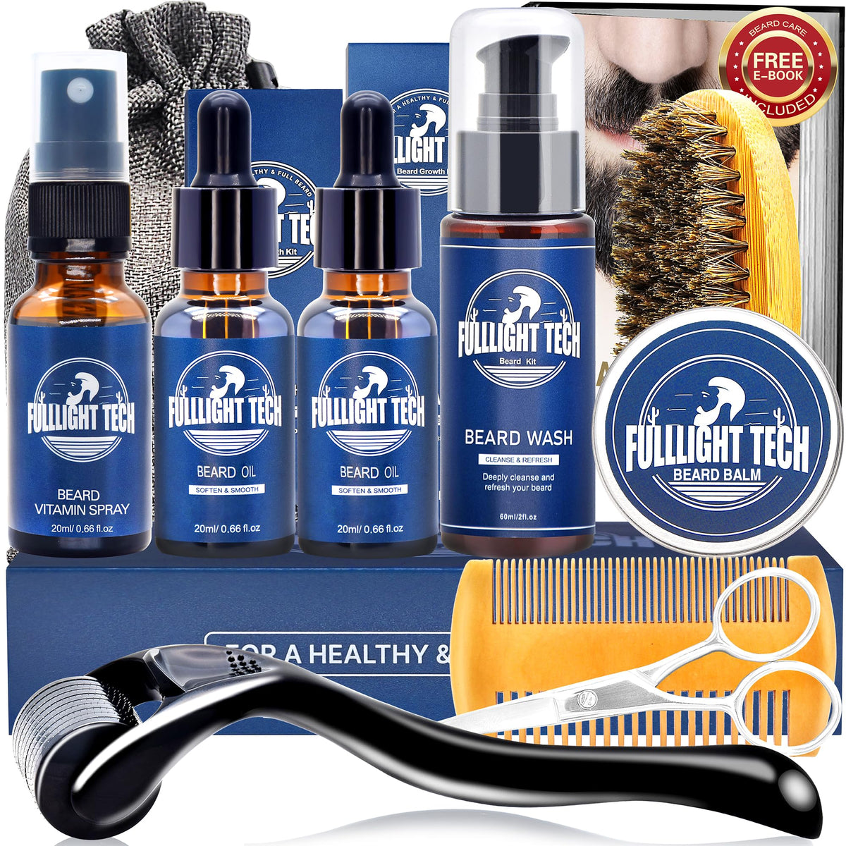 Kit entretien barbe FullLight Tech, tout-en-un pour un look soigné au quotidien.