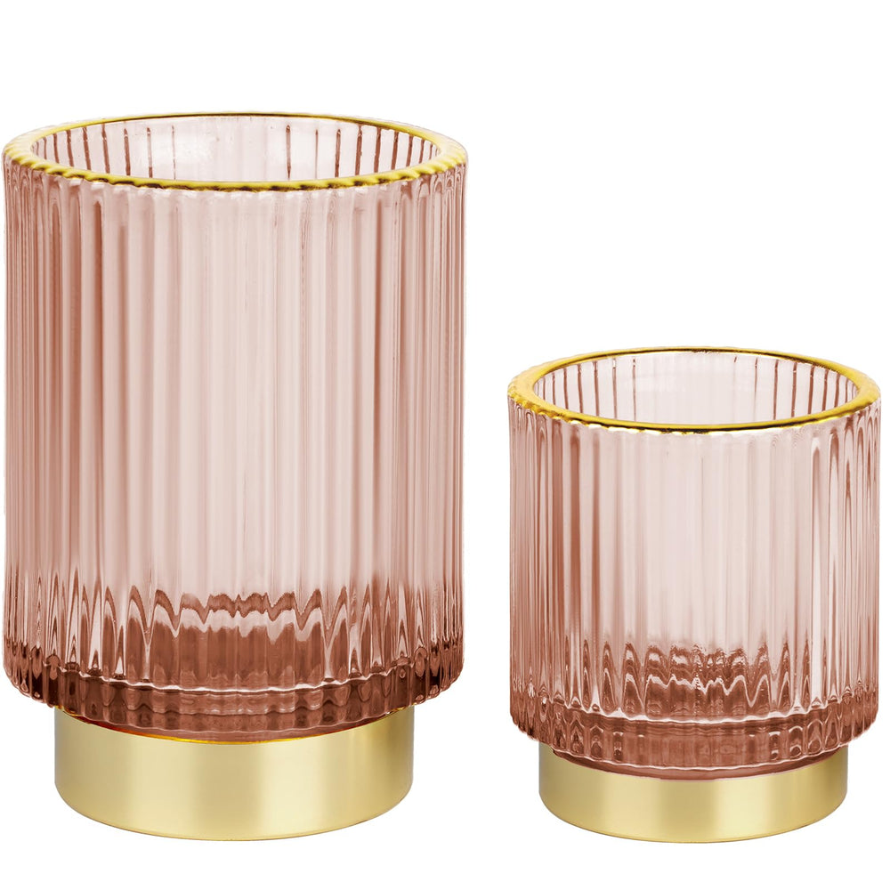Porte-pinceaux FullMeet en verre cristal rose, élégant et pratique pour coiffeuse.