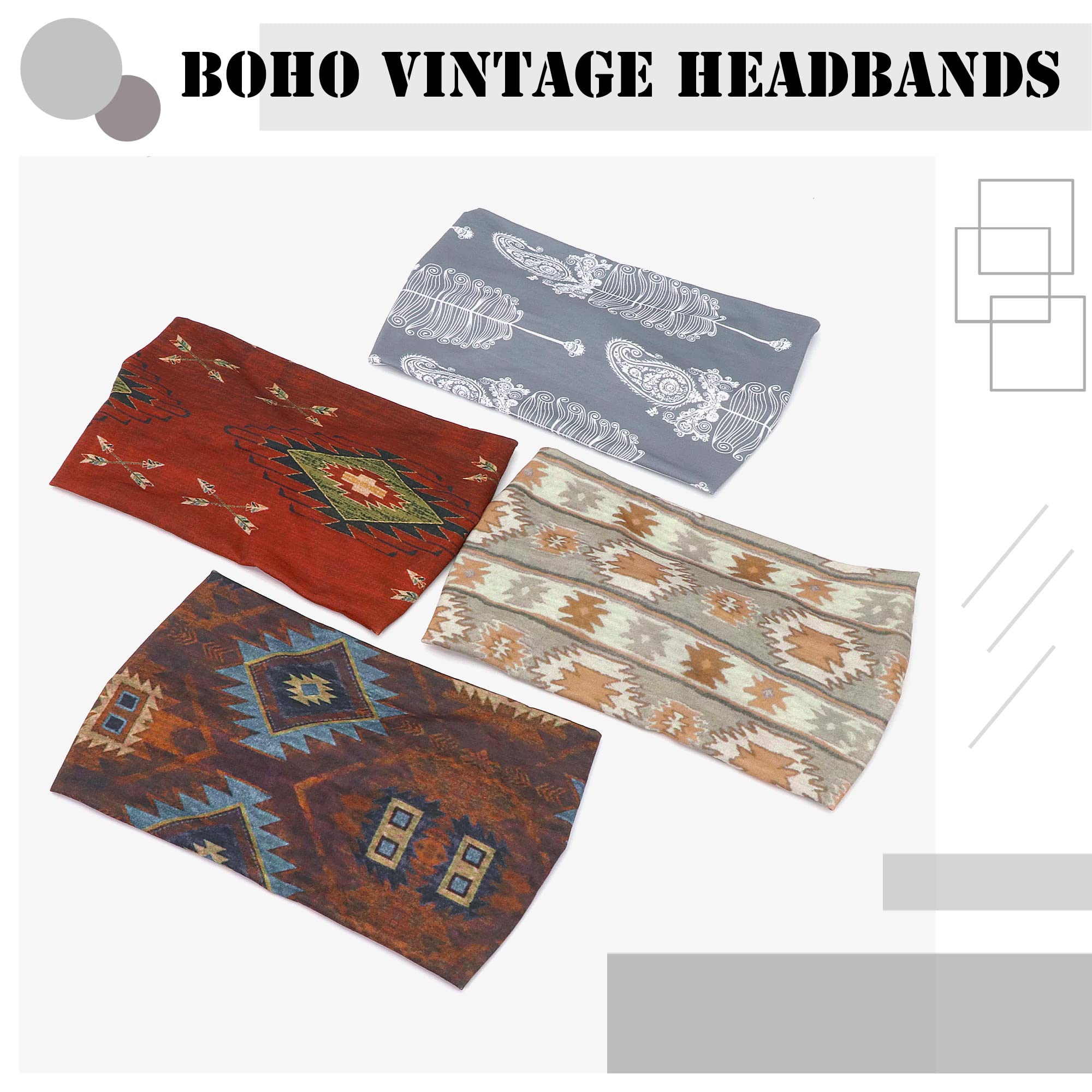 Fulztey bandeau boho imprimé vert, protège les cheveux en exercice.