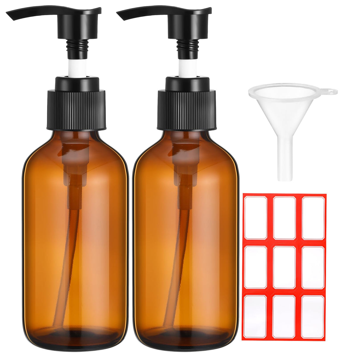 Flacon Fumete en verre ambre avec pompe 4oz, pratique pour huiles essentielles.