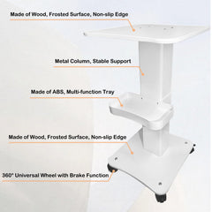 Matériau aluminium et plateau bois du chariot FUMOLEER pour durabilité et style.