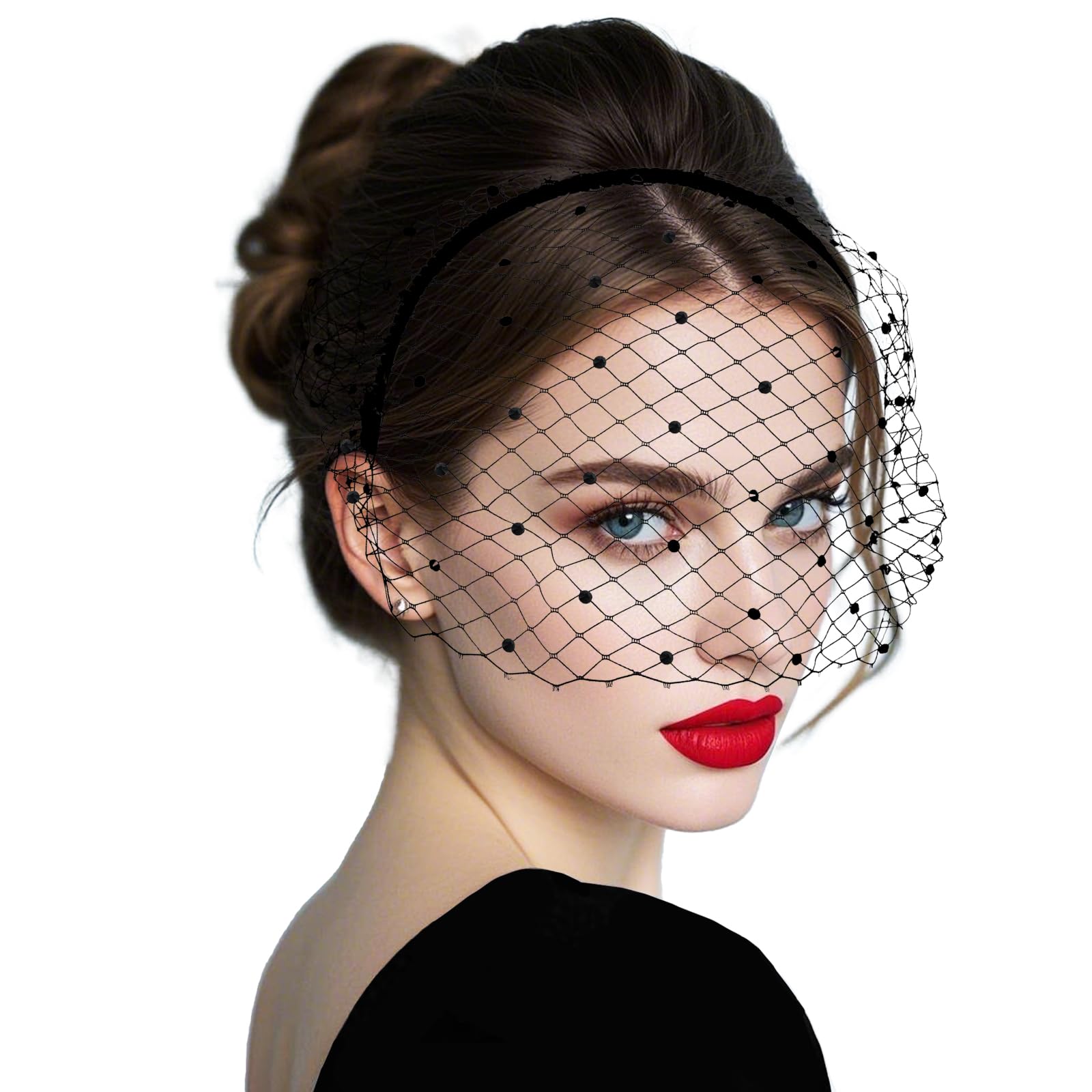 Fumwase bandeau fascinateur voile noir, élégant pour cérémonie et thé-partie.