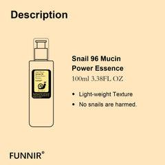 Application douce de FUNNIR Escargot Mucin 96% sur le visage.