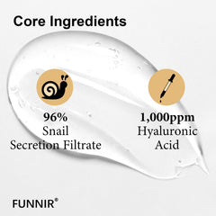 Texture légère FUNNIR Escargot Mucin 96% qui pénètre rapidement.