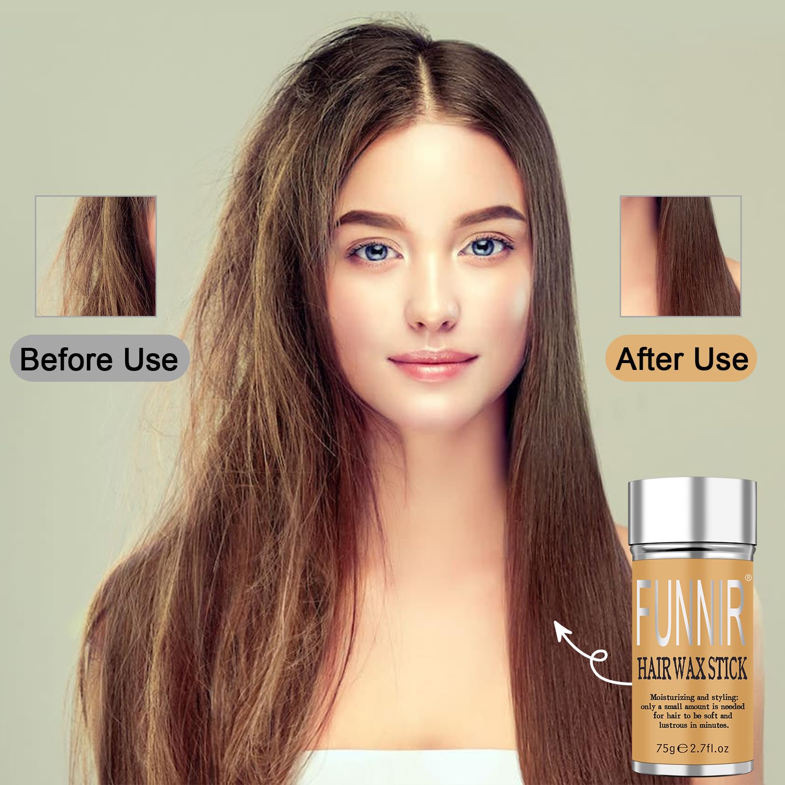FUNNIR Hair Wax Stick suitable for all hair types and colors.
