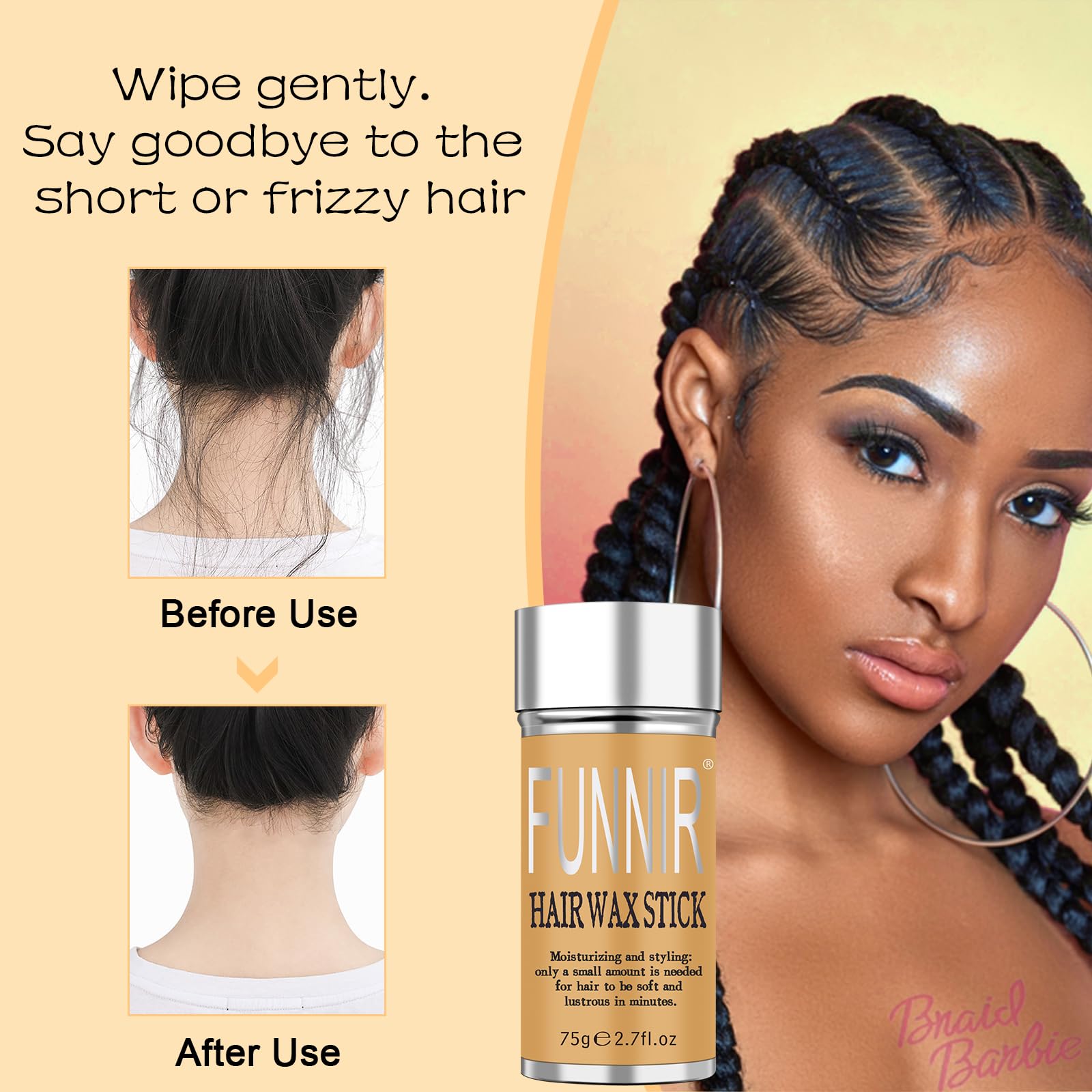 FUNNIR Hair Wax Stick uses natural beeswax and oils for nourished styling.