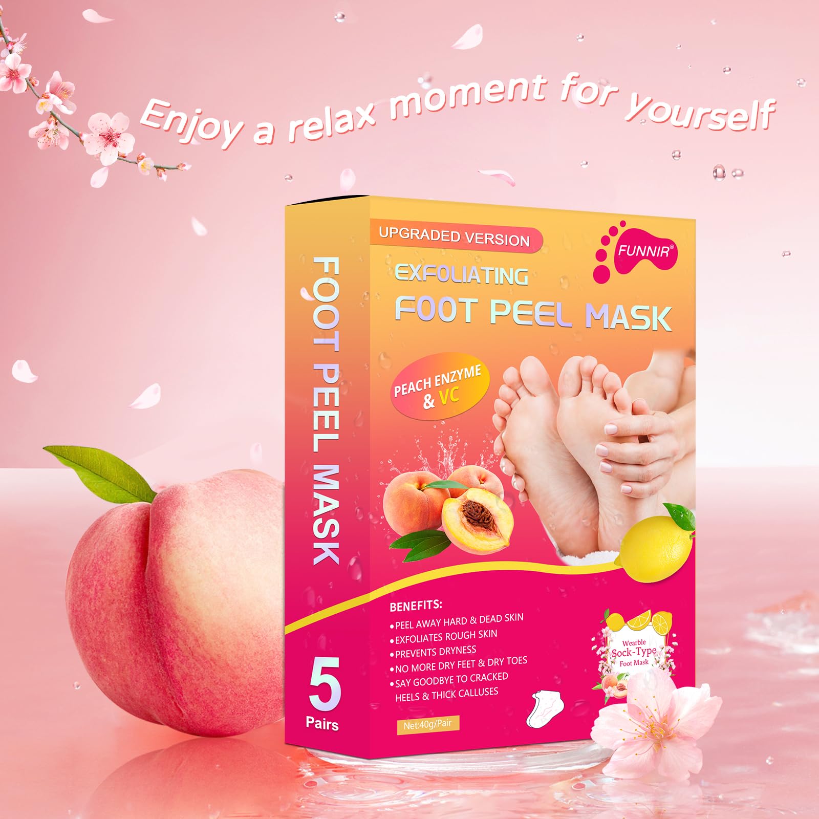 Application facile des chaussettes exfoliantes FUNNIR pour une routine efficace.