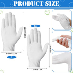 Gants coton Funtery, taille adaptée 8,6 pouces pour hommes et femmes.
