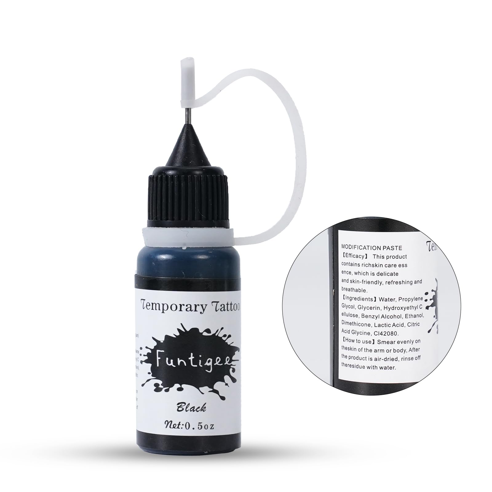 Démonstration d’application sur peau par Funtigee pour tatouage simple.