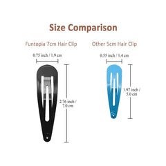 Pinces Funtopia anti-glisse 7 cm en noir, pratique au quotidien.