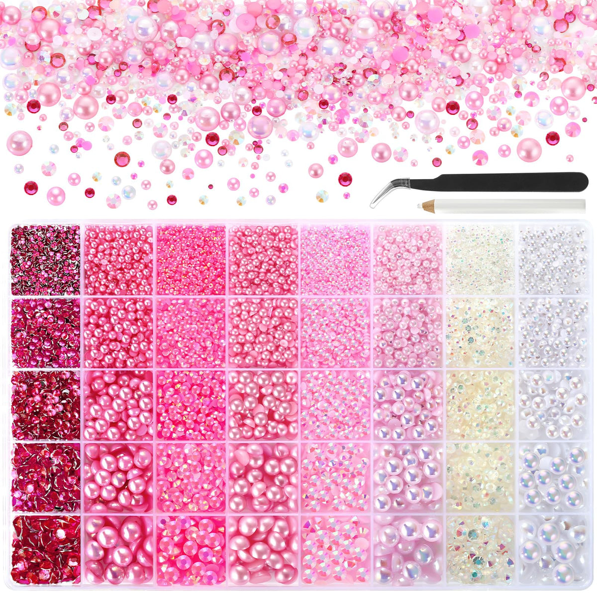 Funtopia perles rose à dos plat 2mm, idéal pour détails fins sur ongles