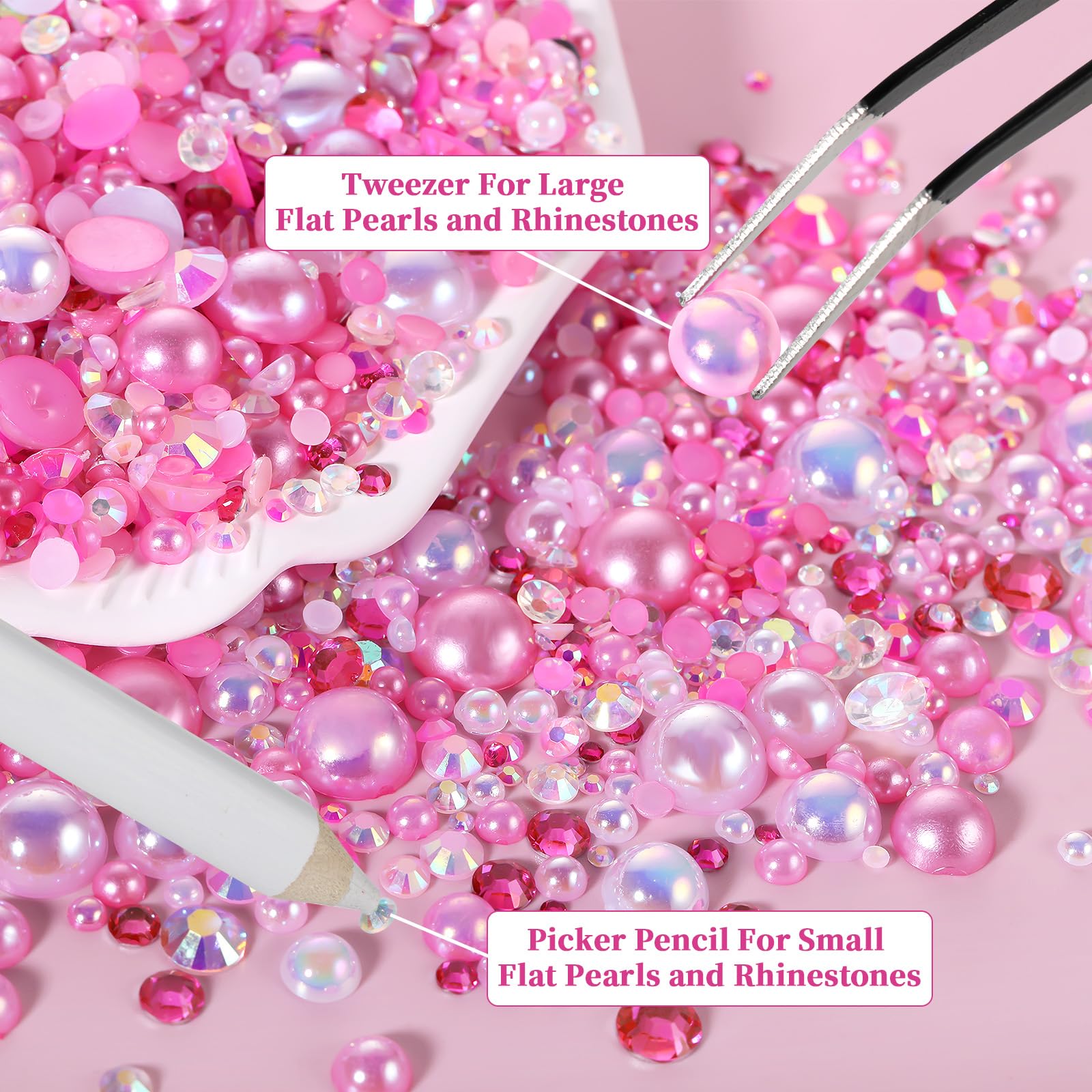 Funtopia perles rose à dos plat 5mm, brillance luxueuse pour textiles