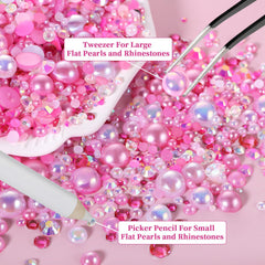 Funtopia perles rose à dos plat 5mm, brillance luxueuse pour textiles