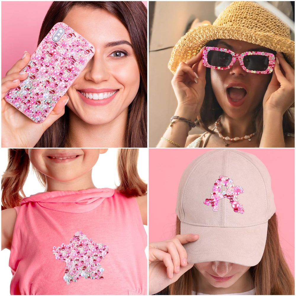 Funtopia perles rose à dos plat 6mm, beauté glamour pour chaussures et vêtements