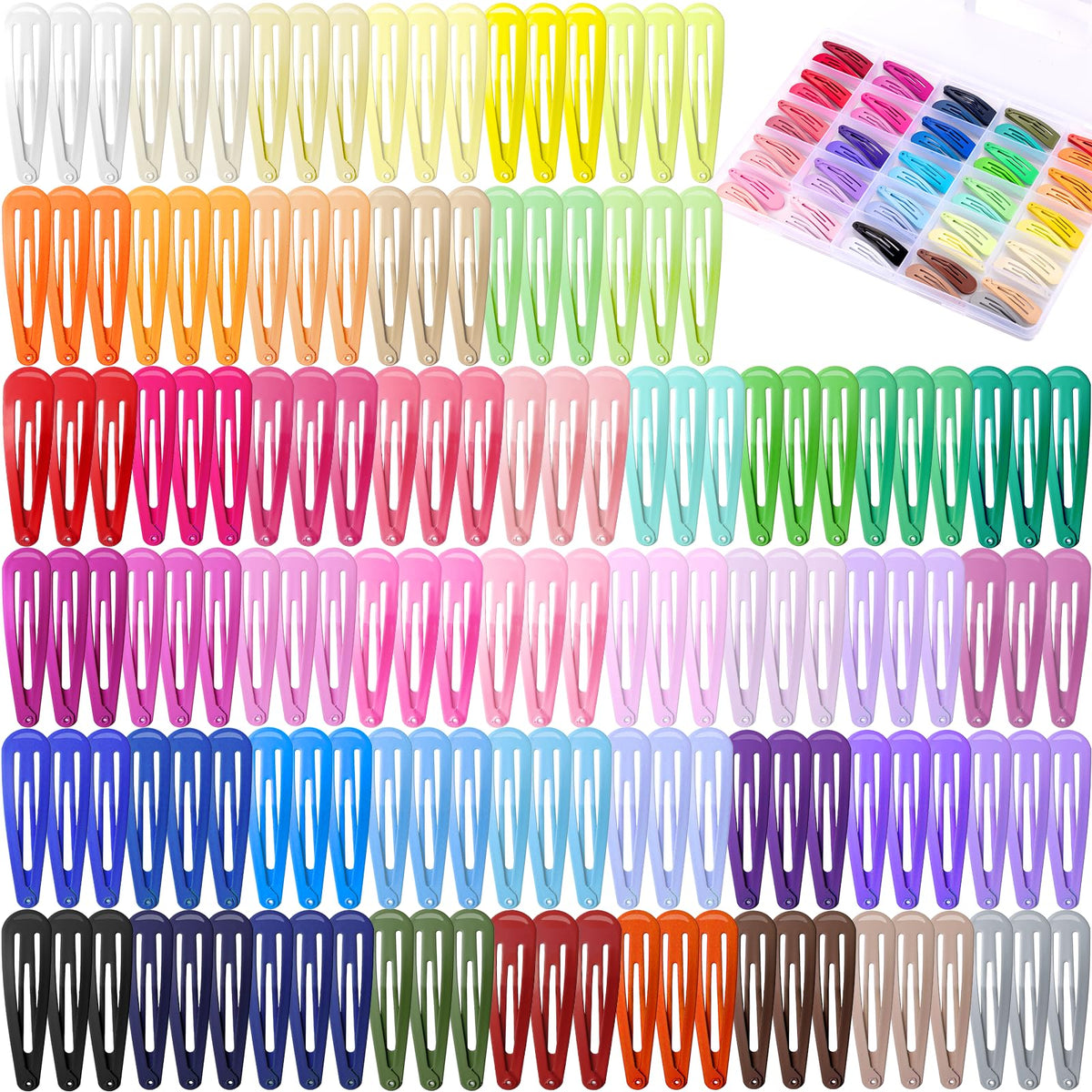 Pinces Funtopia ensemble 150 clips couleurs, idéal pour varier les coiffures quotidiennes.