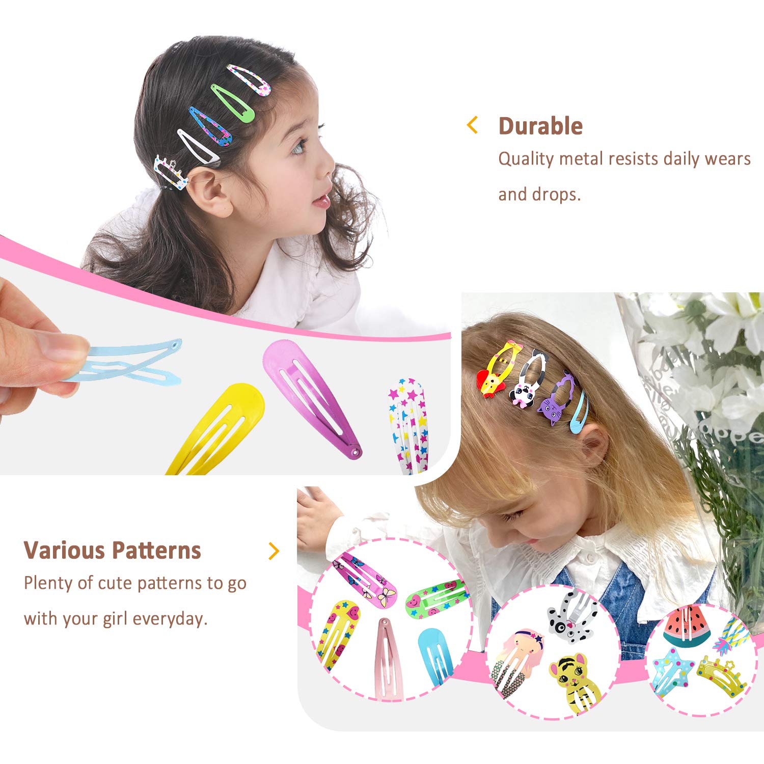 Pinces Funtopia goutte motif fleur, couleur joyeuse, parfaites pour varier les coiffures.